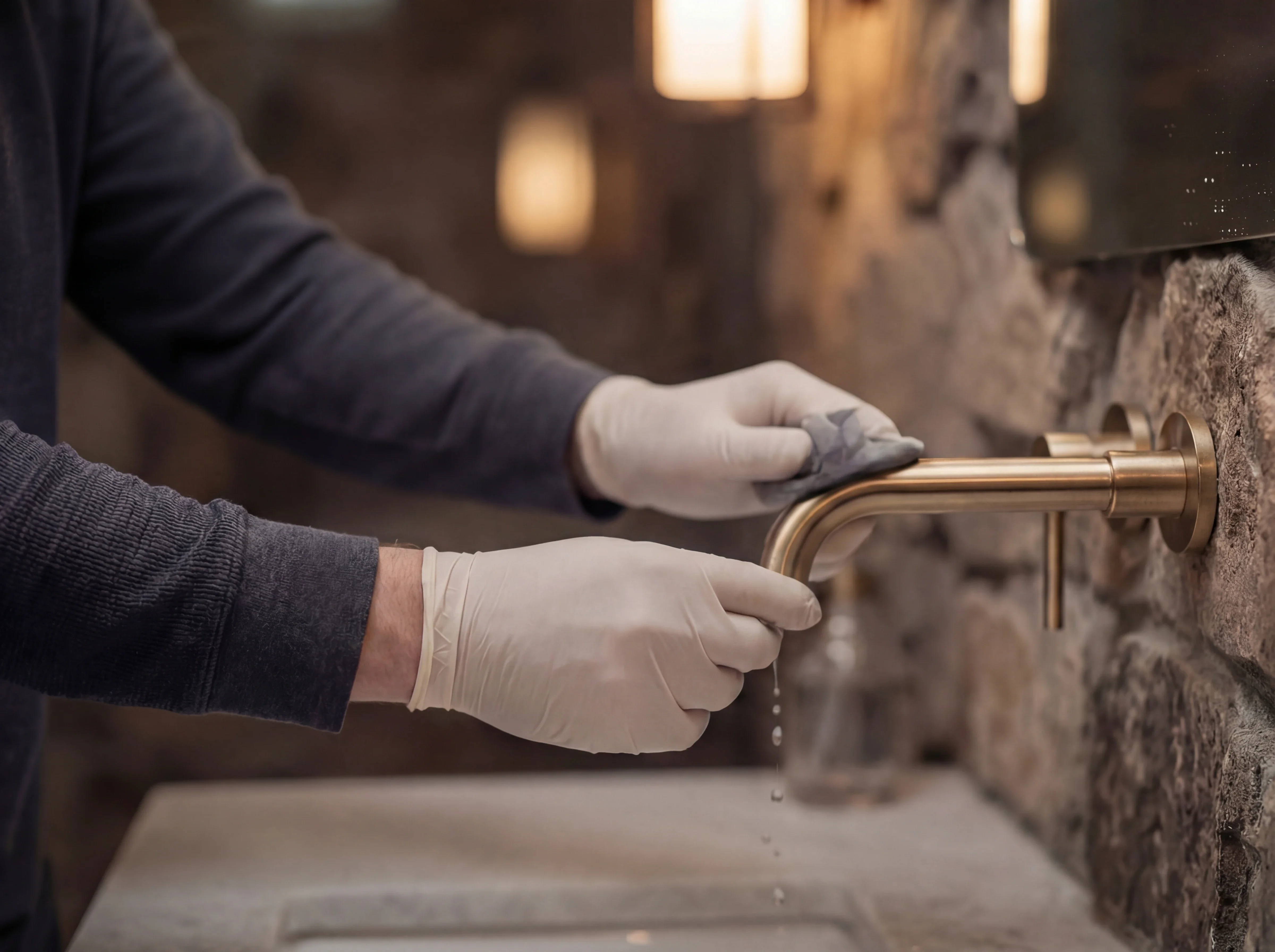 Sink with globe pendant lighting